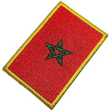 Imagem de Bandeira País Marrocos Patch Bordada Termo Adesivo Para Boné - BR44