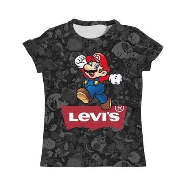 Imagem de Camiseta Infantil De Manga Curta Com Desenho Animado Super Mario Drago