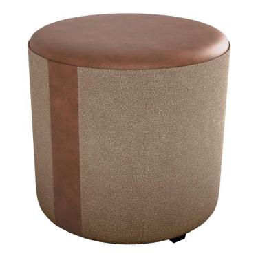 Imagem de Puff Redondo Copenhage Corano Marrom Boucle Milani Store Marrom