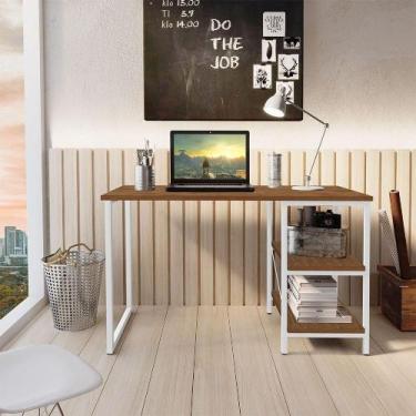 Imagem de Escrivaninha De Notebook Office Star 120cm 2 Prateleiras Klm Branco Co