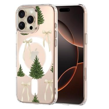 Imagem de MAYCARI Capa original de Natal para iPhone 16 Pro compatível com ímãs brancos arcos Xmax Trees capa de telefone magnética transparente para meninas e mulheres capa protetora de TPU macio à prova de
