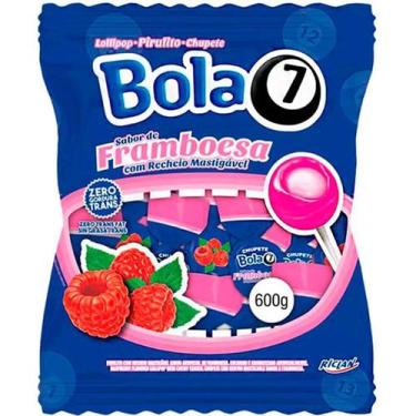 Imagem de Pirulito Bola7 Framboesa Recheio Mastigável Riclan - 50 Un - no-brand