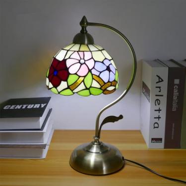 Imagem de Lâmpada De Mesa De Vidro Estilo Tiffany, De Vidro Colorido De Girassol, De Estilo Europeu Vintage, Adequada Para Iluminação Decorativa Em Quartos, estudo E Salas De Estar (Estilo 33)