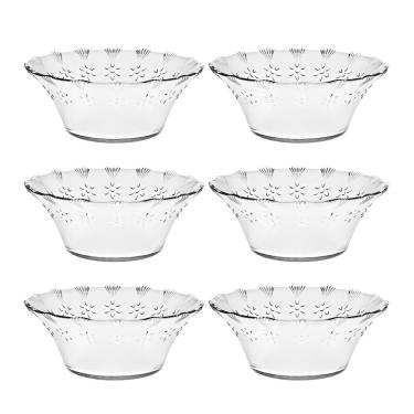 Imagem de Jogo C/6 Tigelas Bowl de Vidro P/ Sobremesa Flowers 12,7cm 250ml