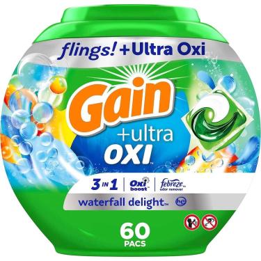 Imagem de Pacotes de detergente para roupa Gain flings Ultra Oxi 60 unidades