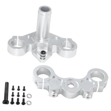 Imagem de simhoa Alumínio de alumínio RC Motocicleta Frente Triple Set Atualizações RC Acessórios Acessórios Suspensão Frente Ligeira Crampo Fixo, Prata