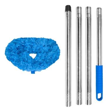 Imagem de Espanador de ventilador de teto de microfibra extensível com poste de metal de 4 peças, cabeça de poeira removível, limpador de microfibra reutilizável para tetos altos