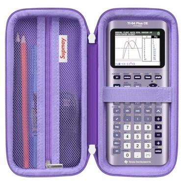 Imagem de Supmay Capa para calculadora compatível com Texas Instruments TI-84 Plus CE/TI-84 Plus/TI-83 Plus/TI-83 Plus CE Calculadora gráfica colorida, estojo de armazenamento com bolso de malha para cabo USB