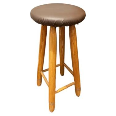 Imagem de Kit 4 Bancos Madeira Maciça 70cm Alta Para Balcão Banqueta Tamborete Reforçado kit conjunto (ESTOFADO COM VERNIZ)