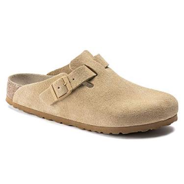 Imagem de Birkenstock Tamanco unissex Boston de couro macio, Creme latte, 4-4.5 Narrow Women/2-2.5 Narrow Men