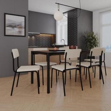 Imagem de Conjunto 3 Cadeiras de Jantar Fit com Estrutura Preta - Metalig