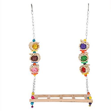Imagem de Brinquedo para pendurar papagaios, brinquedos de mastigar de madeira para escalar escadas, para uma ampla variedade de papagaios e pássaros grandes