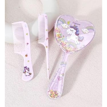 Imagem de Kit 3 Peças: Escova de Cabelo Infantil Mágica Desembaraçadora + 2 Pentes (Rosa (Formato de coração))