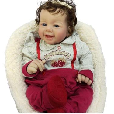 Imagem de Bebê Reborn Menina Olhos Abertos Artesanal Cabelo Fio A Fio Realista