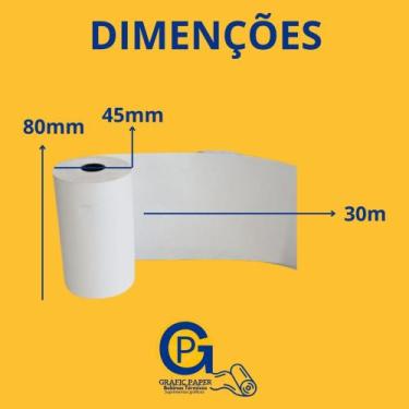 Imagem de Bobina Térmica 80x30mm - Caixa com 10 Unidades  Cor Branca  PDV  Impre
