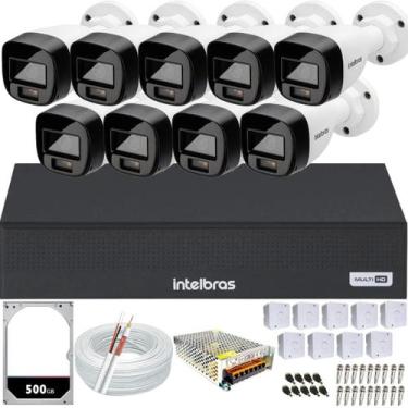 Imagem de Kit 09 Câmeras Full Color Intelbras Dvr Mhdx 16 canais Hd 500GB colori