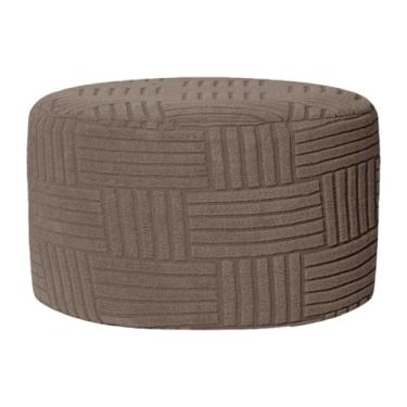 Imagem de AFXGUSD Capa Elástica Redonda para Pufe, Protetor de Móveis, Feita de Poliéster Flexível E Elastano. Protege Contra Líquidos E Mantém, Marrom, Tamanho real