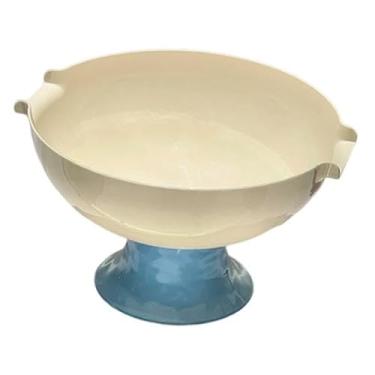 Imagem de predolo Bandeja de armazenamento para fruteira de pedestal, decoração moderna, suporte para vegetais, tigela de servir frutas com pé alto para escritório, Branco Azul