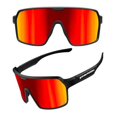 Imagem de grinderPUNCH Óculos De Sol Esportivos Polarizados Para Homens E Mulheres, Óculos De Sol Leves Com Proteção Uv Para Caminhadas Na Neve, Ciclismo, Corrida E Pesca (Vermelho)