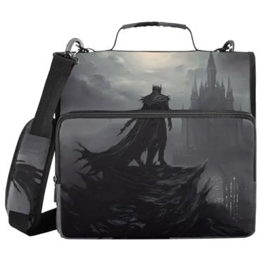 Imagem de Fichário de 3 anéis com zíper com alça de ombro Death 3 alças para portfólio de 3,8 cm, bolsa organizadora de arquivos, escola, escritório, capacidade para 500 folhas