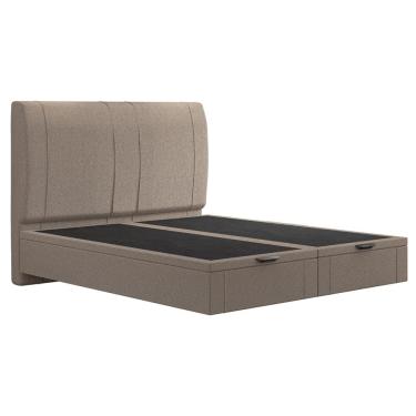 Imagem de Cama Queen Baú Flutuante Com Cabeceira 160cm Spazio S04 Linho Bege - Lyam Decor