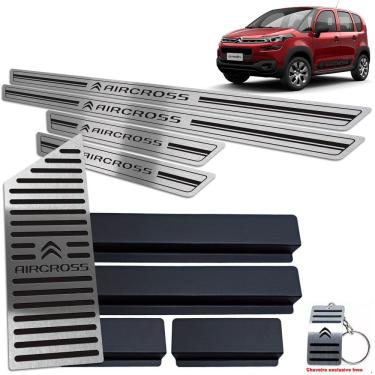 Imagem de Descanso De Pé + Soleira Preto Aço Inox Aircross 2017 A 2020