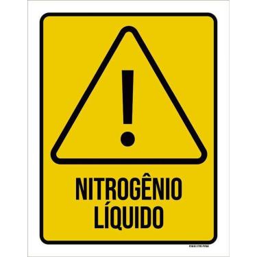 Imagem de Kit 3 Placas Atenção Nitrogênio Líquido