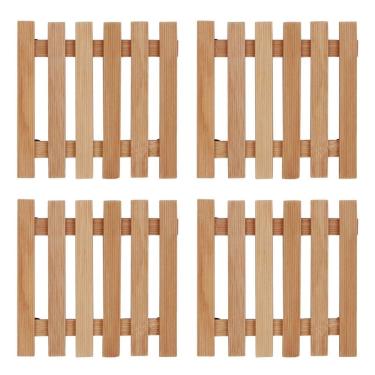 Imagem de Descanso De Panela Quadrado Madeira Ripado 14,5Cm Kit 04 Un