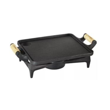 Imagem de Chapa Rechaud De Mesa Ferro Fundido Retangular Liso Completo