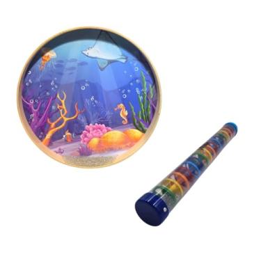 Imagem de Kit Sensorial Vibratom – Pandeiro Oceano 42cm + Pau de Chuva 50cm – Instrumentos de Percussão para Musicoterapia, Relaxamento e Musicalização Infantil