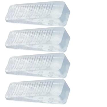 Imagem de Aparador de Porta Flexível, Translúcido, 96mm x 40mm x 14mm, Cunha Protetora Antideslizante, Kit com 4 Peças