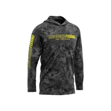 Imagem de Camiseta de Pesca Mar Negro X Protection Sublimada Com Capuz Proteção 