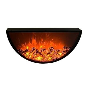 Imagem de Lareira Decorativa Lareira elétrica embutida, lareira decorativa semicircular de parede, chamas ajustáveis(70cm)