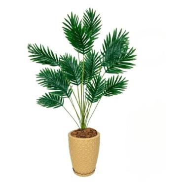 Imagem de Palmeira Artificial Grande Com Vaso Polietileno Completo(Vaso Bege + Palmeira)
