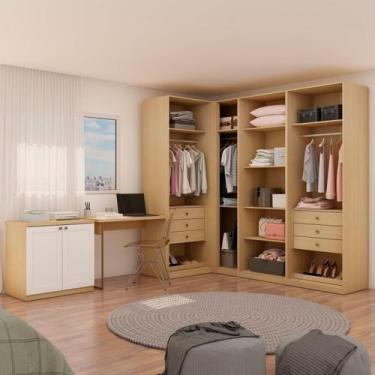 Imagem de Closet para Quarto de Casal 100% Mdf 6 Módulos com Escrivaninha e Balc