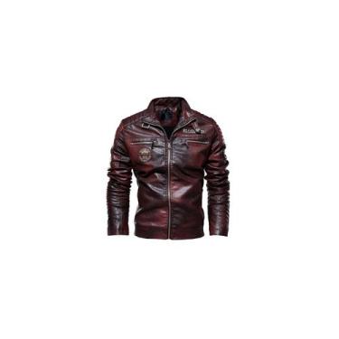 Imagem de Jaqueta de couro, casaco de motociclista para homens - vermelho - Ligh