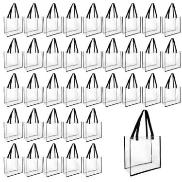 Imagem de CONEHOY 38 peças, sacola transparente de 30 x 30 x 15 cm com alça de plástico, bolsa de presente esportiva, bolsa de praia para estádio e academia