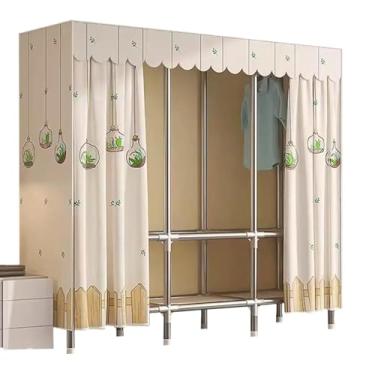 Imagem de YPDJVLTI Armário portátil guarda-roupa portátil com capa de pano armário de roupas 150 cm/170 cm/190 cm guarda-roupa para quarto economiza espaço armário de aço espaçoso
