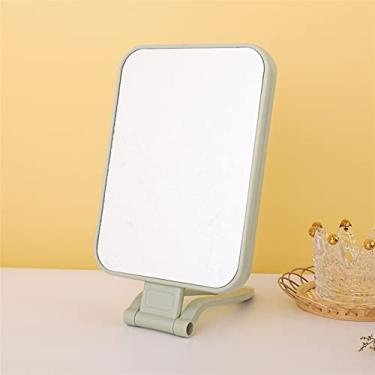 Imagem de TLTDSMY Espelho de maquiagem quadrado dupla face espelho cosmético com alça de aumento de dois lados espelho de mesa dobrável espelho de parede espelho de parede