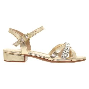 Imagem de Molekinha Sandália Infantil Menina com Saltinho Brilho, Dourado, Tamanho 31