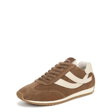Imagem de Vince Tênis feminino Oasis Runner com cadarço, Camurça marrom/couro branco, 35