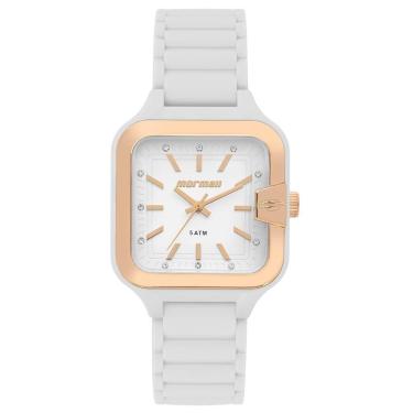 Imagem de Relógio Mormaii Feminino Ref: Mo2036js/8b Esportivo Retangular Branco