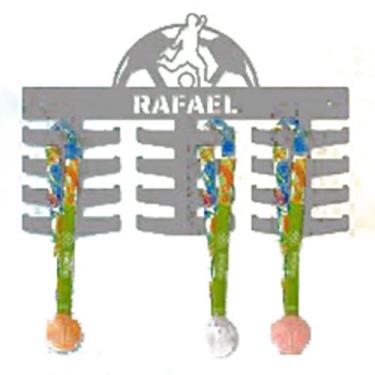 Imagem de Porta Medalhas Futebol Bola Jogador Time Preto Suporte MDF Personaliza