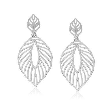 Imagem de Brinco Pendurado Folha Aço Inox Antialérgico c/ Garantia