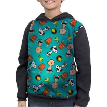 Imagem de Casaco Moletom Infantil Charlie Brown Snoopy Beagle - smoke, Preto, 3