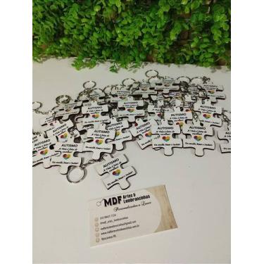 Imagem de Chaveiro de MDF Personalizado para Autismo - Quebra-Cabeça Colorido - 