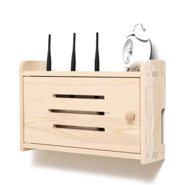 Imagem de Roteador sem fio, caixa de armazenamento WiFi, conjunto de madeira maciça, caixa de acabamento de código de alimentação de parede para sala de estar