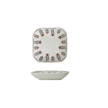 Imagem de Prato profundo redondo listrado de cerâmica para uso doméstico requintado personalizado - prato quadrado listrado de 20 cm