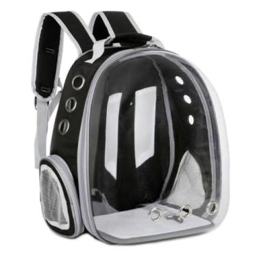 Imagem de Mochila De Transporte Para Pets Cachorros E Gatos Com Ventilação Transparente E Visão Panorâmica Bolsa (Preto)