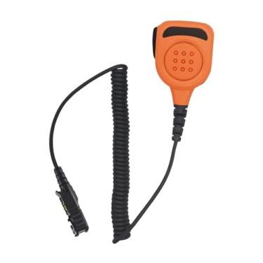 Imagem de PZYPYM Microfone de rádio com lapela de ombro e microfone de mão com entrada de áudio de 3,5 mm, Walkie-talkie, microfone mãos livres para Motorola XPR 3300 3500 3300e 3500e (laranja, à prova d'água